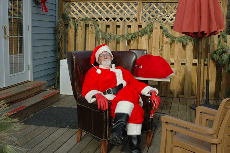 Santa sleeping at Perk Up