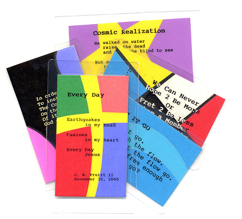 A few of the laminated poetry cards once sold at CATH Inc, now available at Northside News.