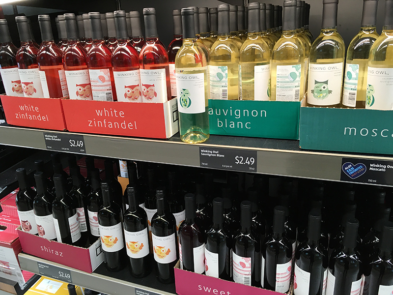 wine on shelf