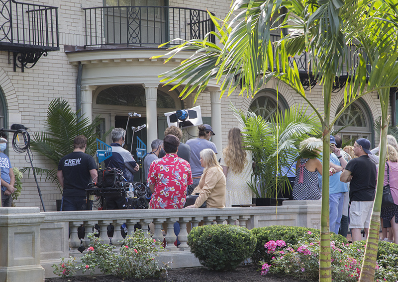 Filming at the former Governor's mansion at 4343 N. Meridian Street