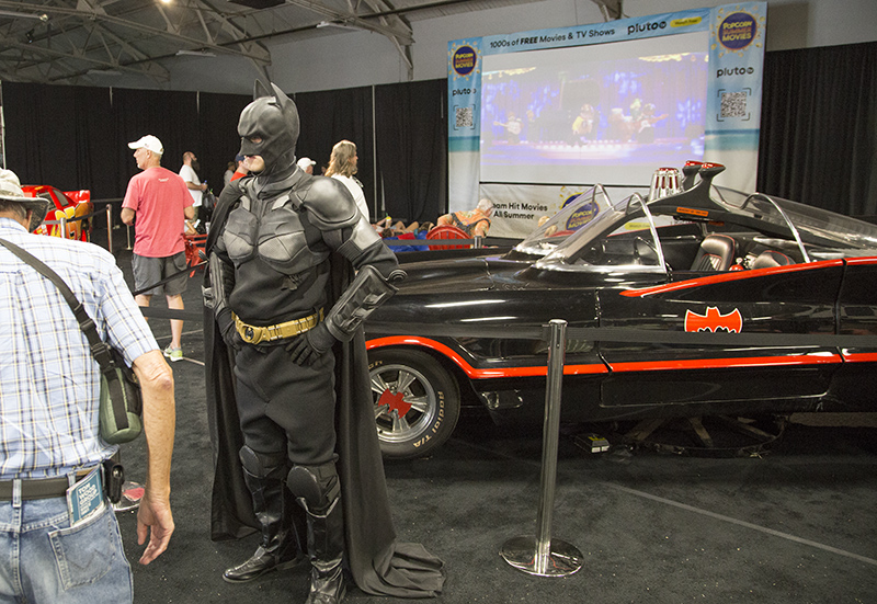Batman and the 1960's TV show batmobile in the Harvest Pavilion
