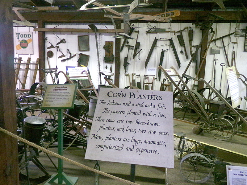 Antique farming tools in Pioneer Barn