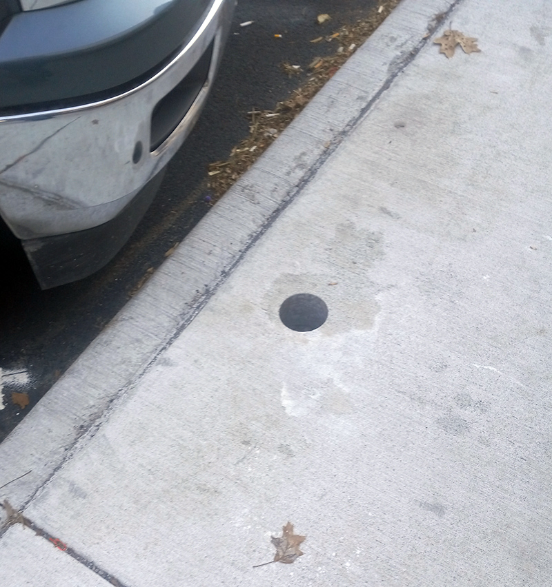 On Monday they started drilling the holes for the parking meter poles