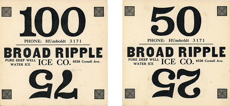 An ice card from the Broad Ripple Ice Co. (from the BRG collection)
