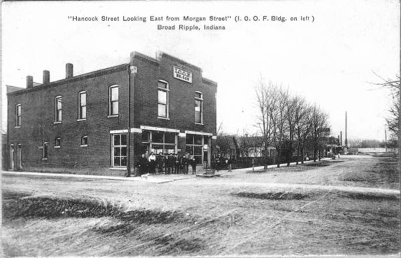 This is an early postcard of Westfield, then named Hancock Street, and the IOOF No. 548. Watt's Drug store in on the ground floor and the IOOP is upstairs.
