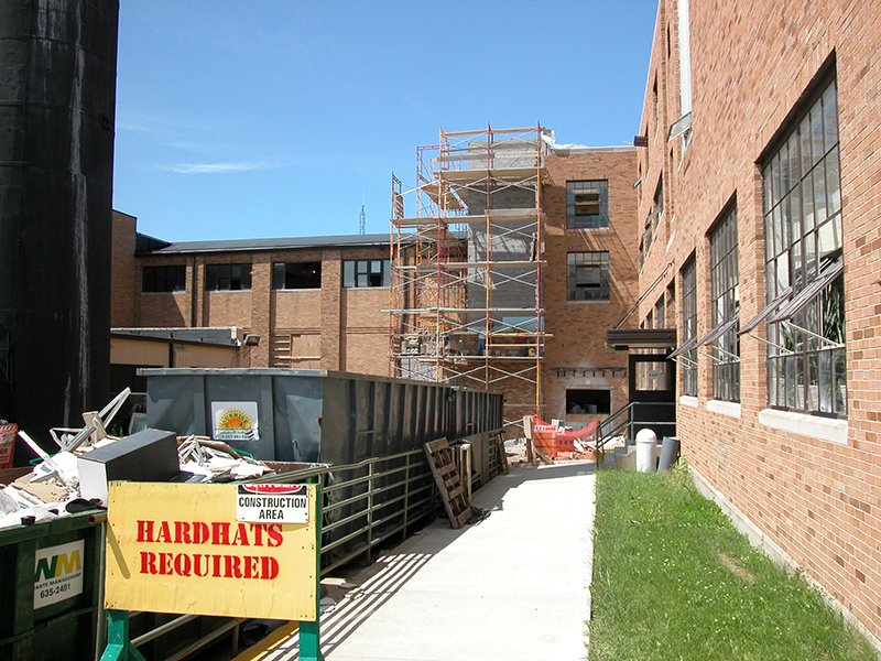 The elevator being constructed on the south side of the school is part of the new accessibility plan.
