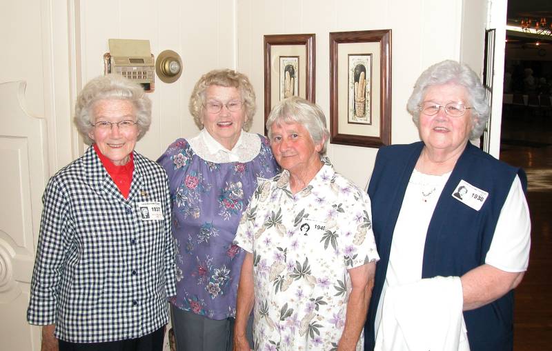 All four Burrows sisters - Lucia, Kathleen, Willifred and Ruth (L to R) attended the reunion. The sisters graduated in 1937, 1939, 1940 and 1941.