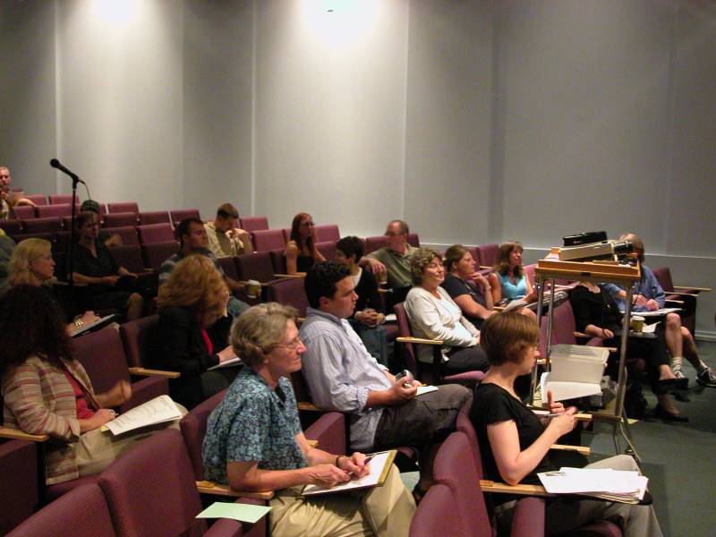 A large crowd gathered in the auditorium at the Indianapolis Art Center to comment on the public art projects.