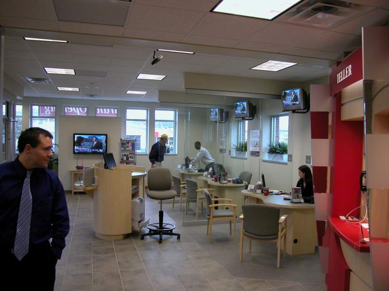 The lobby in the Broad Ripple Flagstar Bank doesn't look like a bank at all.