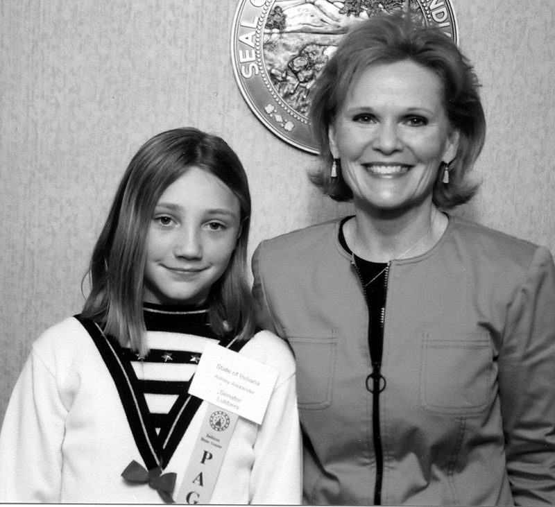 Ashley Alexander, daughter of Julie and Sam Alexander, recently served as a page for Senator Teresa Lubbers. Ashley is in the 5th grade at John Strange School.