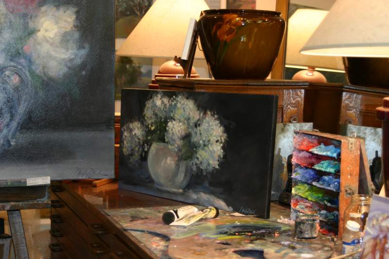 Douglas David's painting workbench even looks like art.