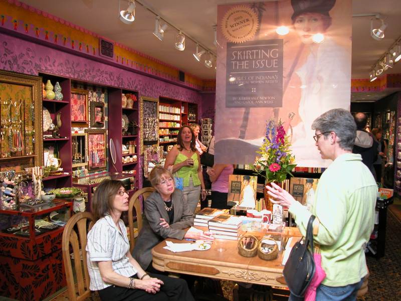 Authors Judy Newton and Carol Weiss (both seated) talked about their new award-winning book Skirting the Issue.