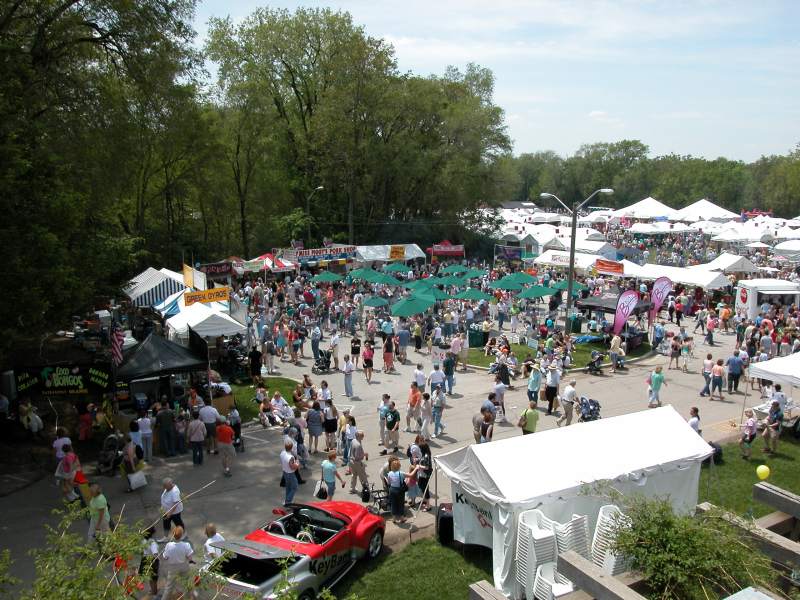 The food court from the roof of the Indianapolis Art Center