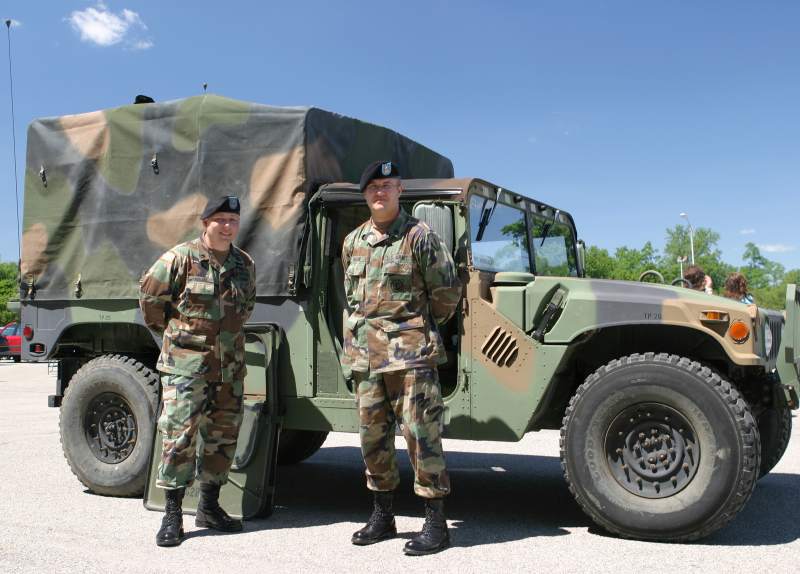Staff Sergeants Ryan McGuire and Mike McKim from the Indiana Army National Guard brought a light truck to Broad Ripple Park for Touch-a-Truck Day.