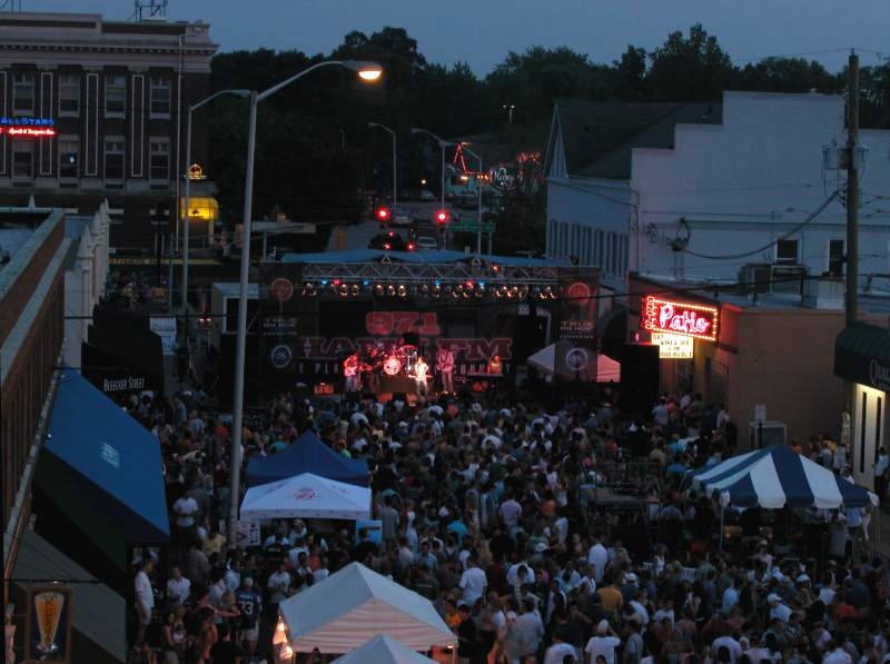 As the sun set, the streets became filled with people. This view is looking south down Guilford from the rooftop of Chelsea's. (Thanks Ellen & David)