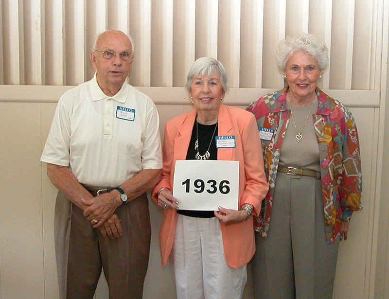 Class of 1936 - Shirley Atkins, Marcella Reynolds Negley, and Margaret Van Meter Melcher.