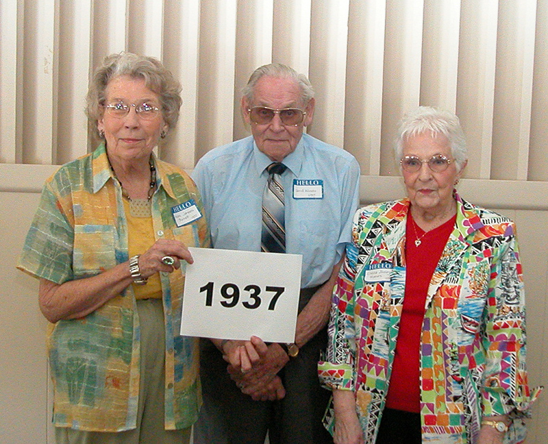 Class of 1937 - Helen Jansen Burnett, David Woods, and Eloise Risley Maners.