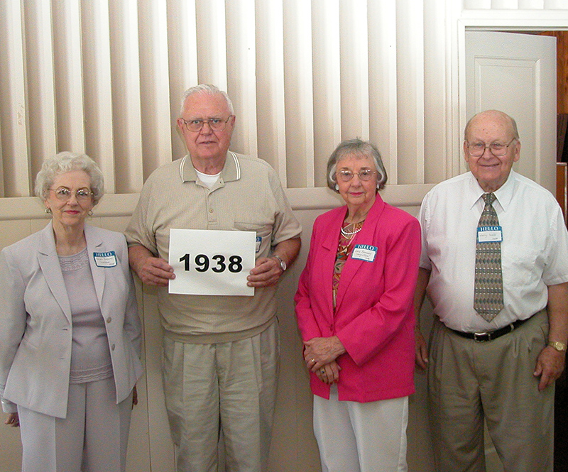 Class of 1938 - Helen Brown Cravens, Bill Wendling, Mary Jane Ramsay Templeton, and Wally Scott.