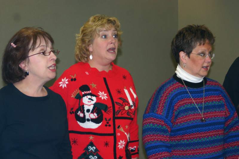 Monica Mosby Dill, Becky Harrison, and Debi Miller at a Heart of Indiana rehearsal.