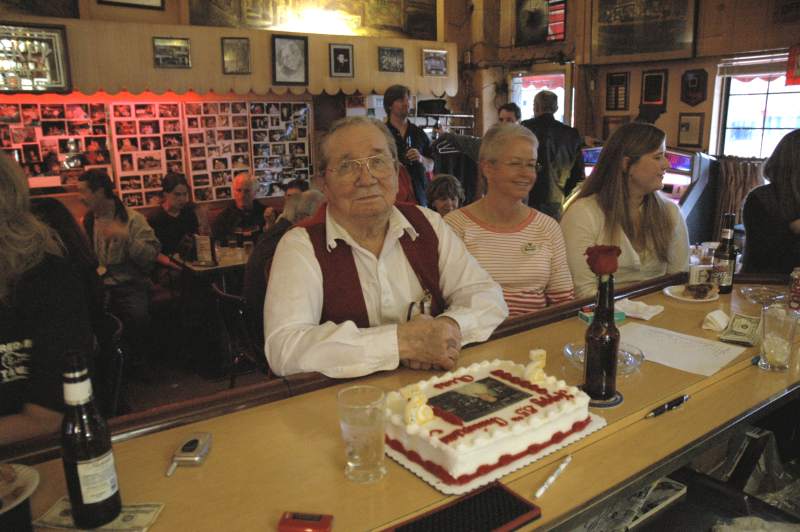 Russel with his 55th anniversary cake at the Red Key.