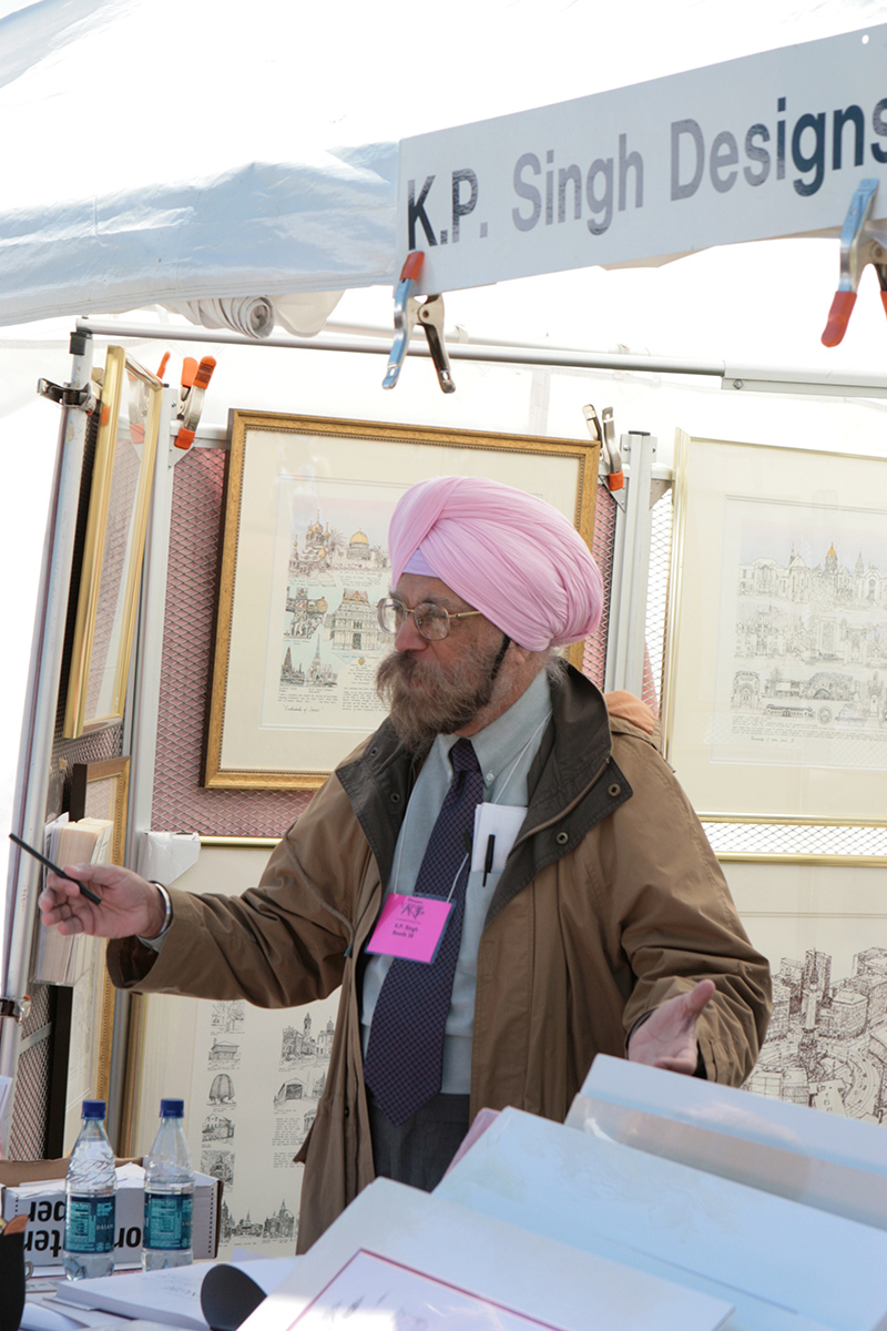 K.P. Singh celebrated his 36th consecutive year at the Broad Ripple Art Fair. His first entry consisted of 6 pieces displayed on the deck overlooking the canal and every one sold. There is 