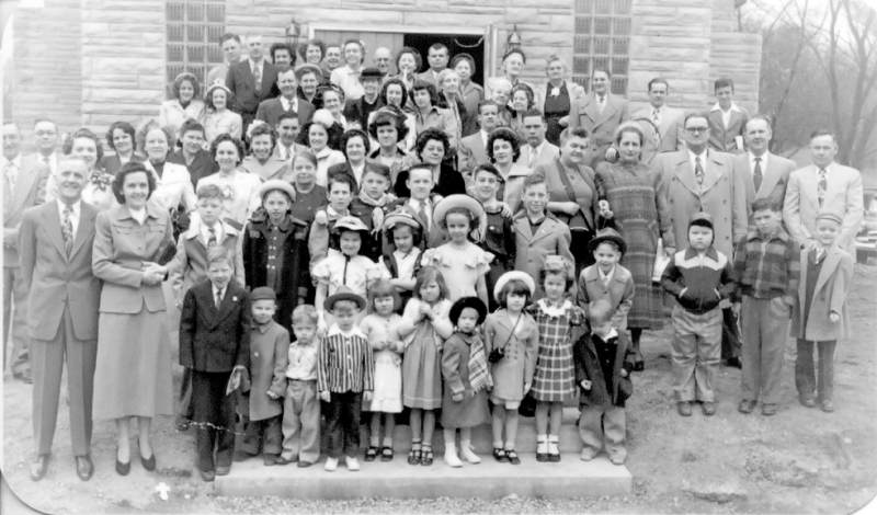The Broad Ripple Lighthouse Tabernacle congregation in front of the 66th Street church.