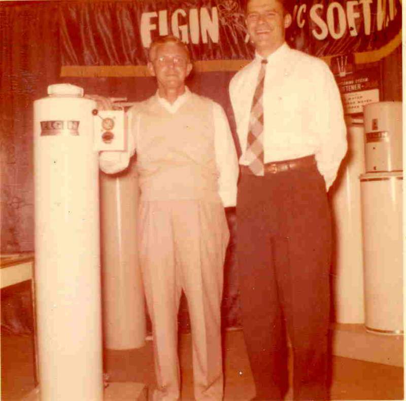 An early water softener at the Elgin Water booth.