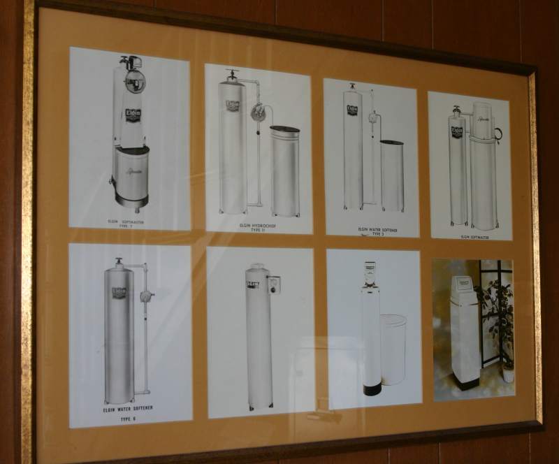Photos of early softeners on display at Elgin Water - 1009 Broad Ripple Avenue.