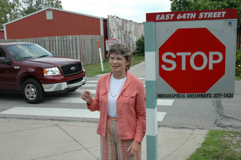 Greenways administrator Peggy Boehm discussed the Monon Trail outside of her office.