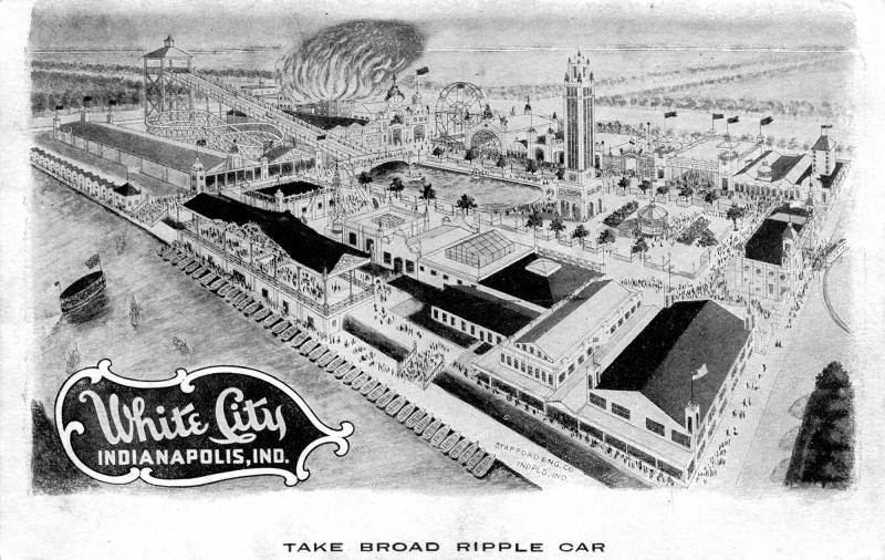 an old postcard shows a birds-eye view of White City.