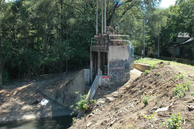 The flood gates near Westfield Boulevard.