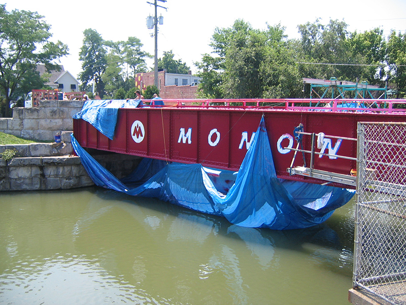 The repainting of the trestle in July 2006.