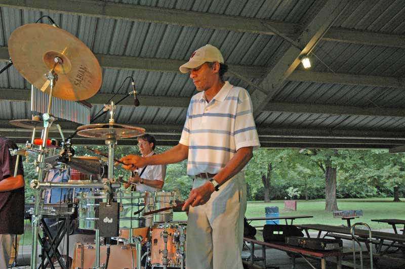 Conga Jazz leader Larry Calland on percussion.