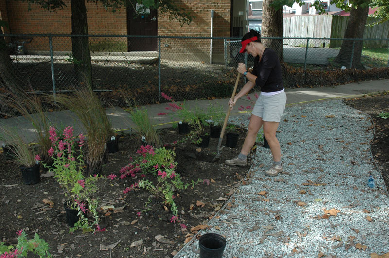 Caryn Atkinson worked on the fire station garden