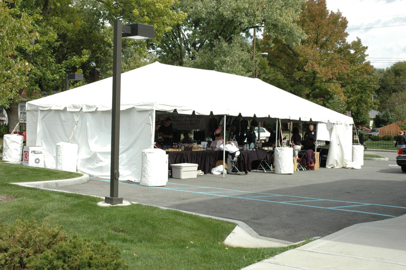 Vendor tent in the Old National Bank parking lot