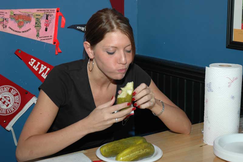 Broad Ripple Bagel Deli pickle contest raises money for kids in need: Two-time champ beats her own record - by Ashley Plummer