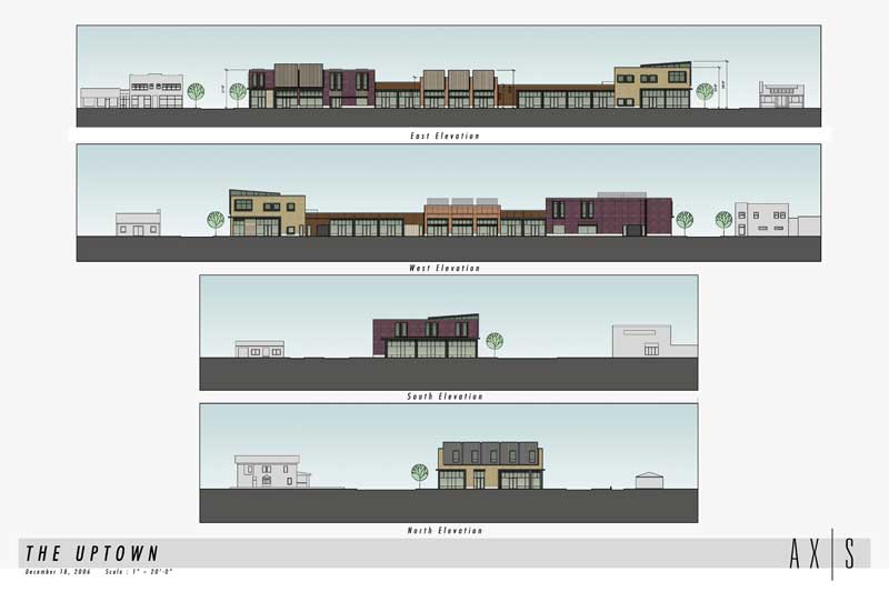 A current illustration of what the elevation of the proposed structure will be, viewed from all directions.