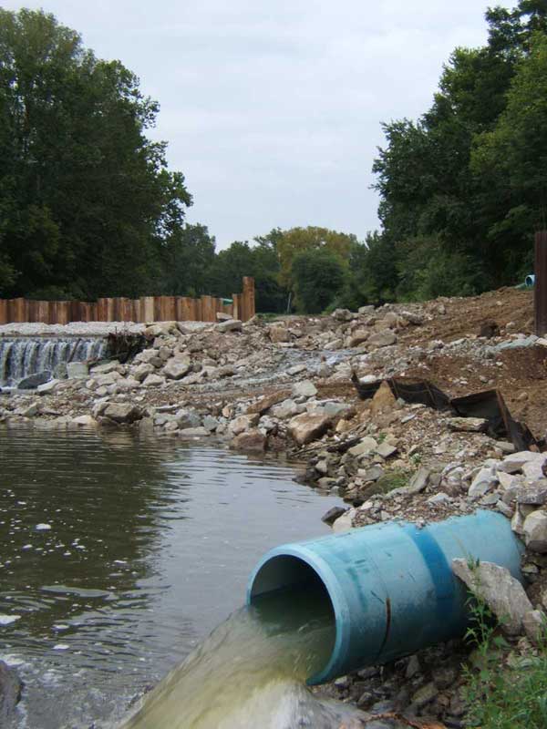 water flows in the bypass pipe