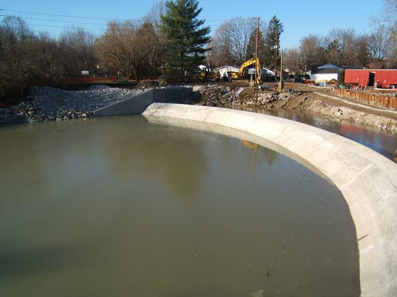 The new dam, prior to the release of the river.