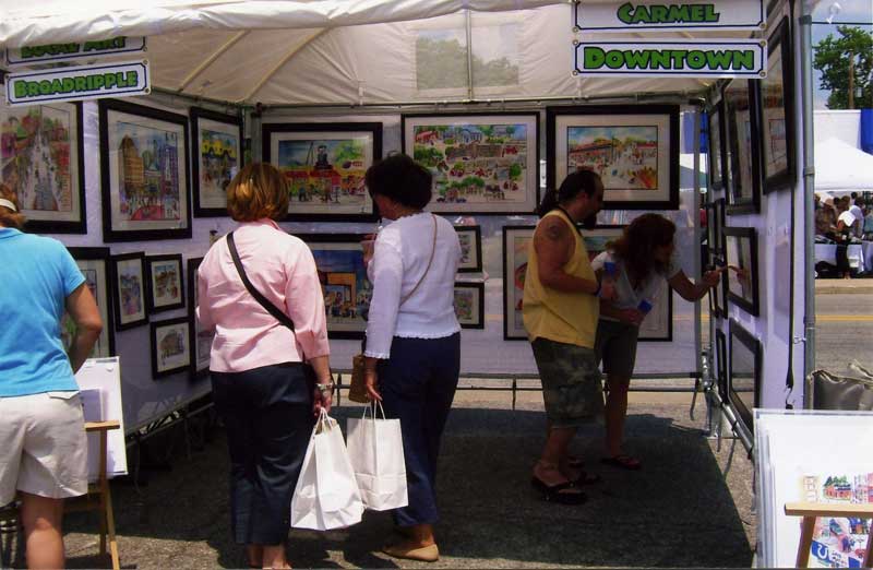 Trudy Robertson's streetscape art of Broad Ripple at the 54th and Monon Art Fair.