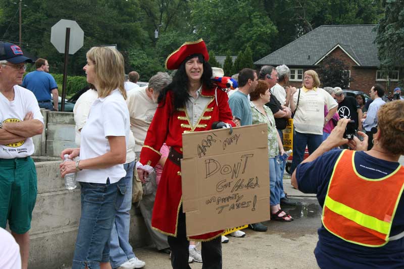 Resident plays up the event as Captain Hook.