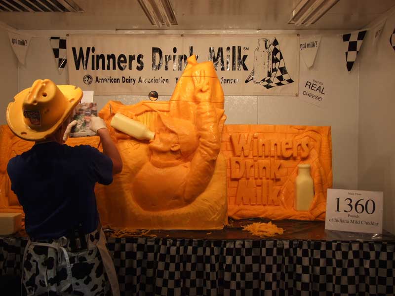Sarah Kaufmann carved cheese at the fair.
