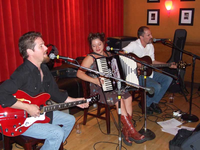 Aaron Stroup, Stacia Demos and Tad Armstrong played the Upper Room above the Broad Ripple Steakhouse.