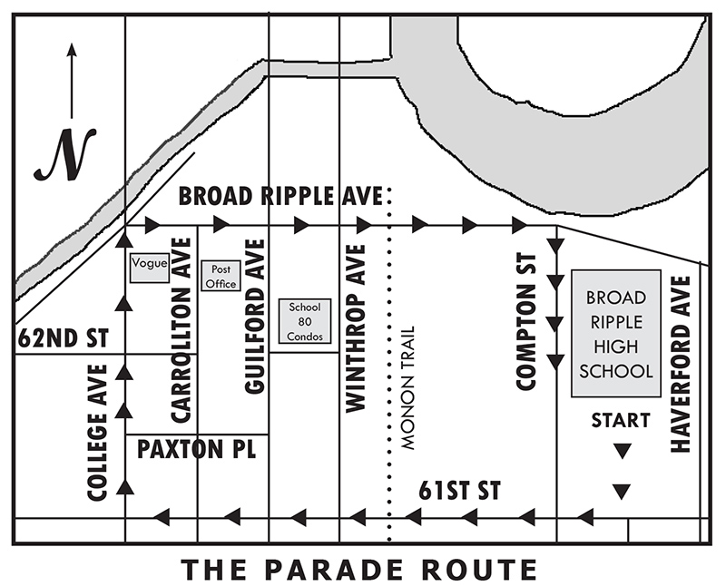 Broad Ripple High School homecoming parade route