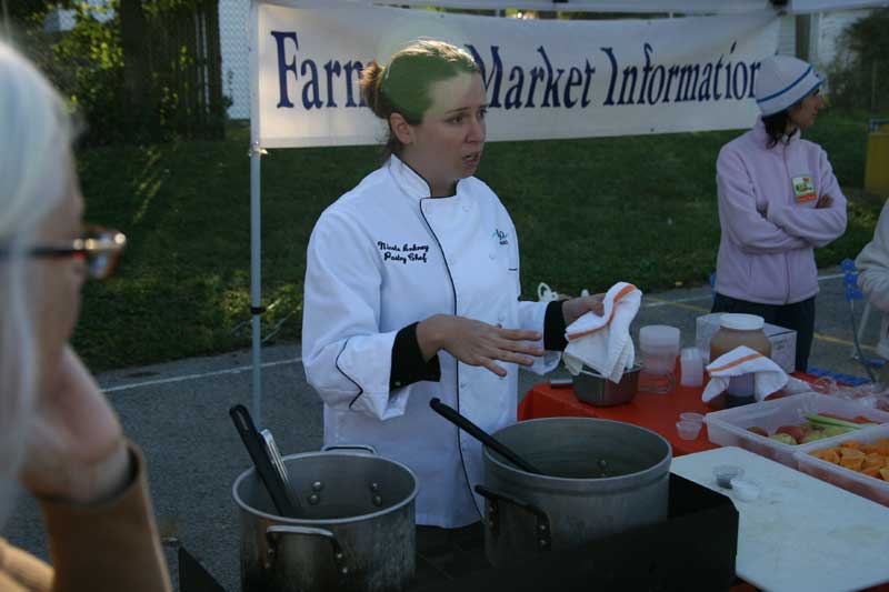 H2O Sushi held a cooking lesson at their booth at the Farmers' Market.