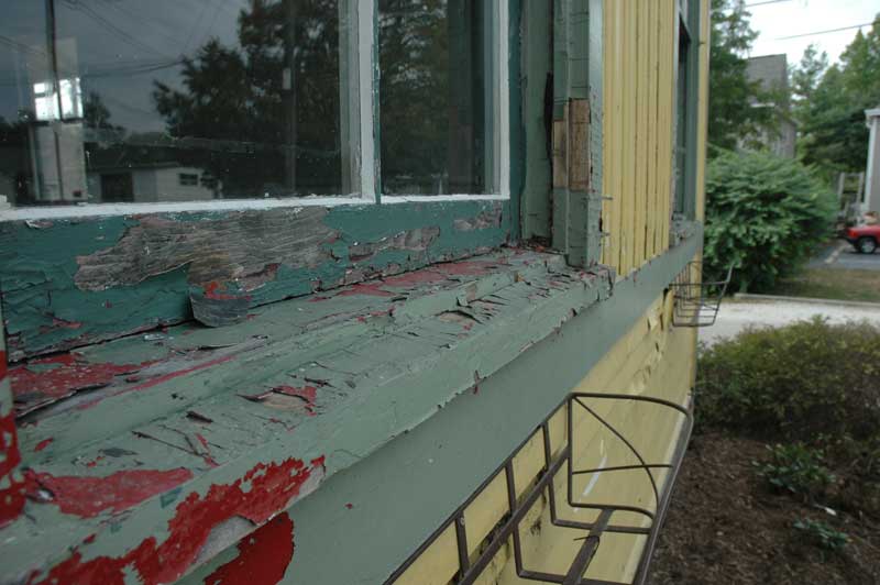 Deterioration: lack of upkeep on the older building has resulted in much wear and tear.
