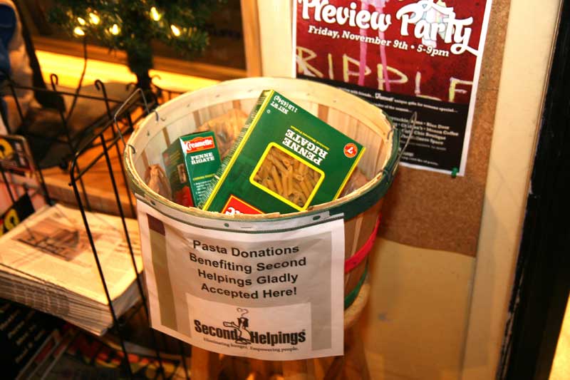 Party-goers were encouraged to bring pasta products to benefit Second Helpings.