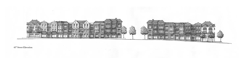 A possible design of the 61st Street elevation of Monon Place Apartments