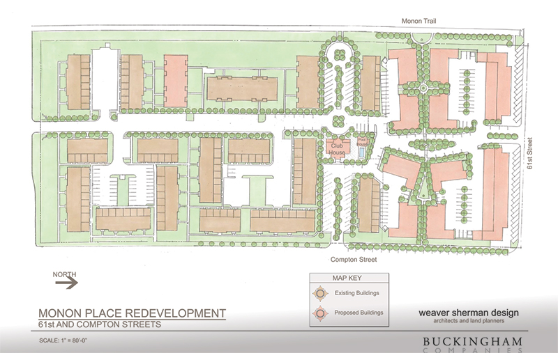 A possible design of the 61st Street elevation of Monon Place Apartments