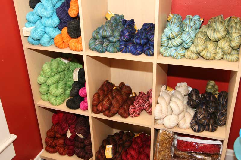 Numerous types of yarn in numerous colors are available for purchase and use at Broad Ripple Knits.